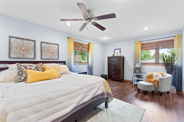 2570 Country Meadow Ct, Green Bay, WI 54313 - bedroom with wood finished floors, recessed lighting, and ceiling fan