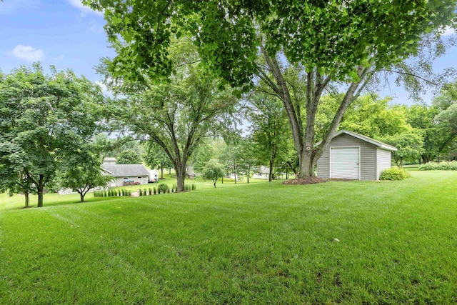2570 Country Meadow Ct, Green Bay, WI 54313 - view of grassy yard with a storage shed and a garage