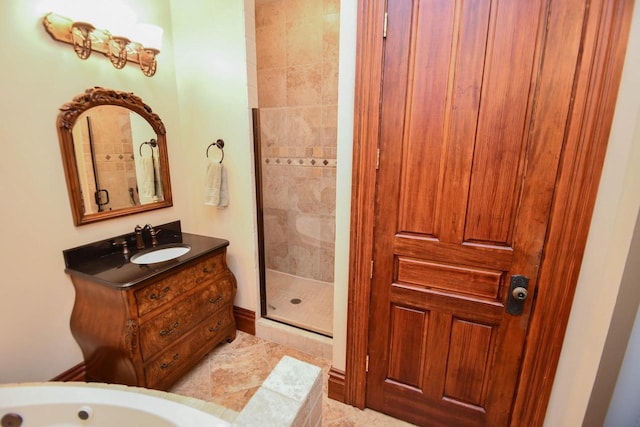 823 E Brandybrook Rd, Wales, WI 53183 - full bath featuring a shower stall, vanity, and a tub