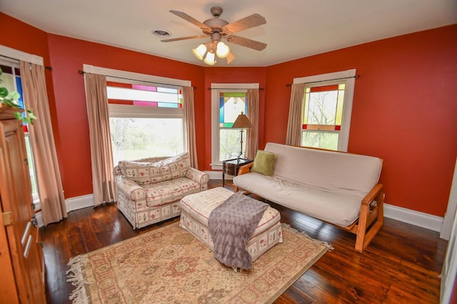 823 E Brandybrook Rd, Wales, WI 53183 - living area featuring a ceiling fan and hardwood / wood-style flooring