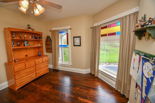 823 E Brandybrook Rd, Wales, WI 53183 - bedroom featuring dark wood-type flooring and ceiling fan