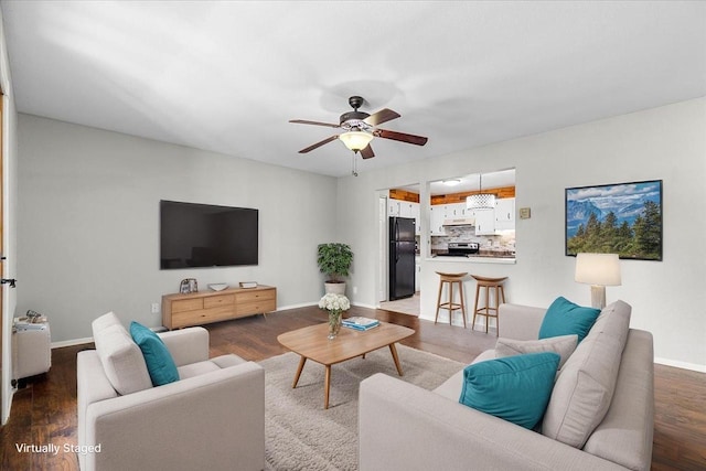 10824 W Donna Dr, Milwaukee, WI 53224 - living area featuring a ceiling fan and wood finished floors