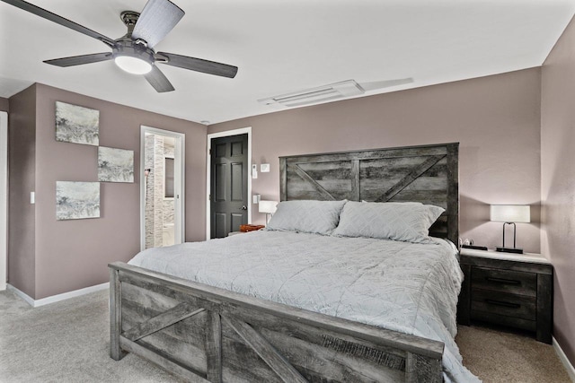 521 Maunesha Dr, Marshall, WI 53559 - bedroom featuring light carpet, a ceiling fan, and ensuite bathroom