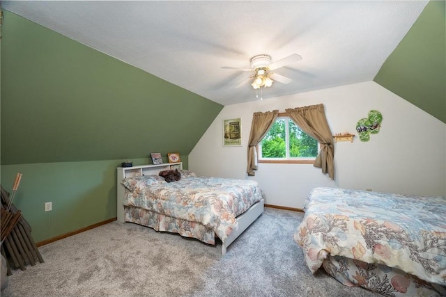 1674 W White Ash Dr, Balsam Lake, WI 54810 - carpeted bedroom with lofted ceiling and ceiling fan