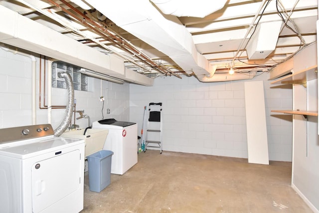 2744 N Lefeber Ave, Wauwatosa, WI 53210 - unfinished basement with washer and dryer and concrete block wall