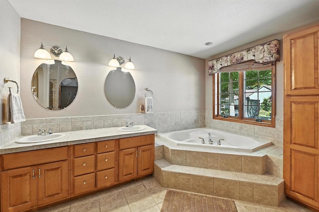 520 Bayberry Ln, Slinger, WI 53086 - bathroom with double vanity and a bath