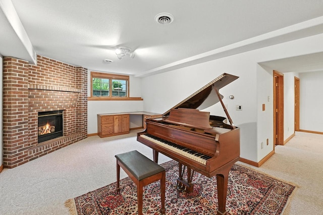 520 Bayberry Ln, Slinger, WI 53086 - living area with carpet and a fireplace