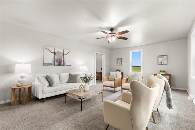 5306 Hillcrest Dr, Allenton, WI 53002 - living area with light carpet and ceiling fan
