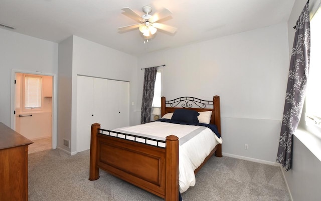 11811 213th Ave, Bristol, WI 53104 - bedroom featuring light carpet, a closet, and ceiling fan