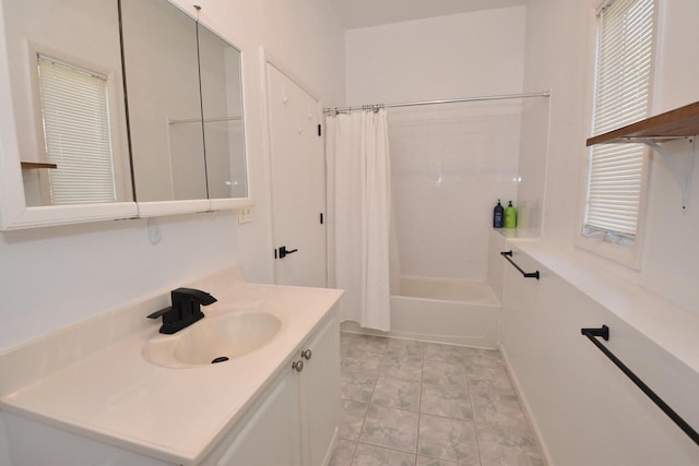 11811 213th Ave, Bristol, WI 53104 - full bathroom featuring vanity and shower / bath combination with curtain