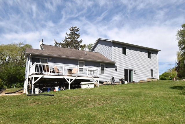 11811 213th Ave, Bristol, WI 53104 - rear view of property featuring a deck, a lawn, and a chimney