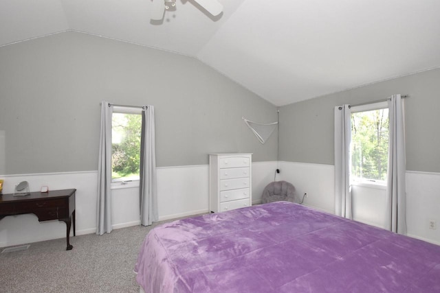 11811 213th Ave, Bristol, WI 53104 - bedroom with vaulted ceiling, carpet flooring, and ceiling fan