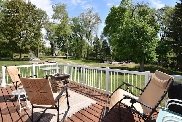 11811 213th Ave, Bristol, WI 53104 - wooden deck with a lawn and view of wooded area