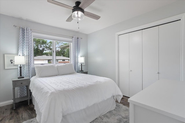 615 N Peach Ave, Marshfield, WI 54449 - bedroom with light wood-type flooring, a closet, and a ceiling fan