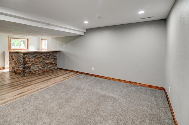 5716 Sauk Ln, Mcfarland, WI 53558 - basement with carpet flooring, wood finished floors, and recessed lighting