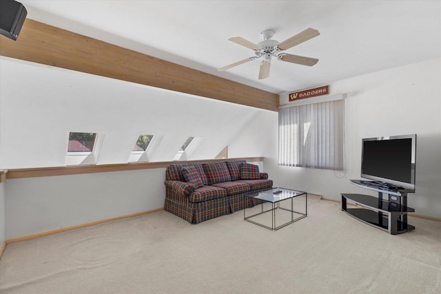 36 Stonewood Ct Unit 36, Wind Point, WI 53402 - living area with carpet, ceiling fan, and a skylight