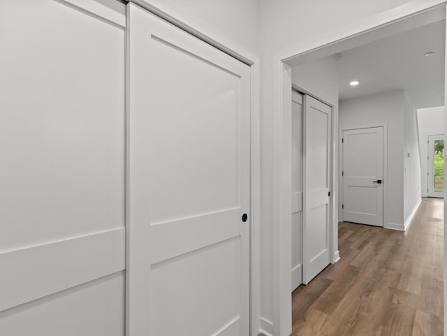 9352 S Alder Pl Unit 105, Oak Creek, WI 53154 - hall with wood finished floors and recessed lighting