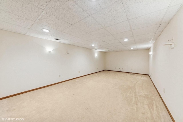 911 Park Cir, Union Grove, WI 53182 - finished basement with light colored carpet, a paneled ceiling, and recessed lighting