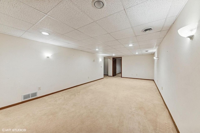 911 Park Cir, Union Grove, WI 53182 - finished basement featuring a paneled ceiling, light colored carpet, and recessed lighting