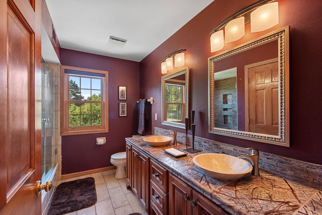 1948 Field Cliffe Dr, Richfield, WI 53076 - bathroom featuring double vanity and bath / shower combo with glass door