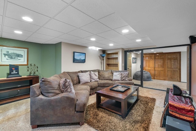 1948 Field Cliffe Dr, Richfield, WI 53076 - carpeted living room featuring recessed lighting and a drop ceiling