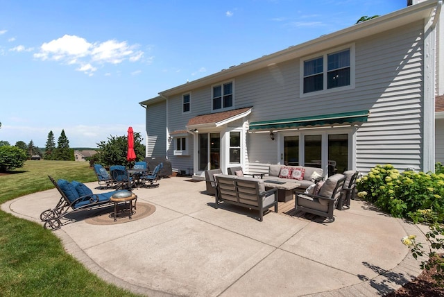 1948 Field Cliffe Dr, Richfield, WI 53076 - rear view of house with an outdoor living space, a patio area, and a lawn