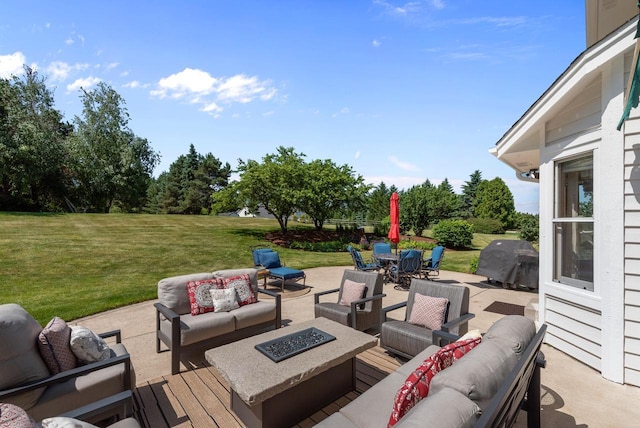 1948 Field Cliffe Dr, Richfield, WI 53076 - view of patio / terrace with an outdoor living space with a fire pit, area for grilling, and outdoor dining area