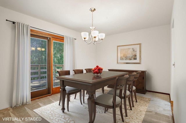 2806 Mckenna Blvd, Madison, WI 53719 - dining area featuring a chandelier and light colored carpet