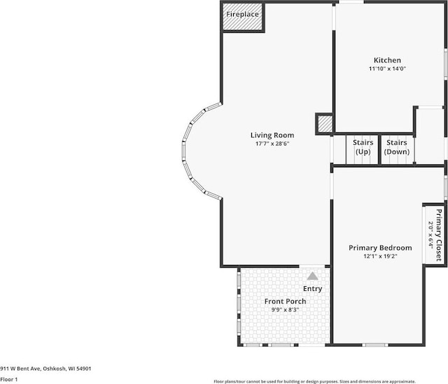 911 W Bent Ave, Oshkosh, WI 54901 - view of floor plan / room layout