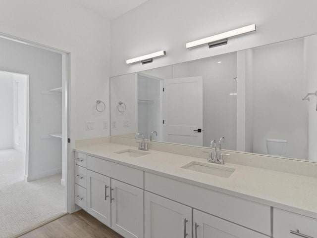 4199 E Hemlock Dr Unit 108, Oak Creek, WI 53154 - bathroom featuring double vanity and wood finished floors