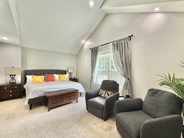 2324 Boulder Ln, Beloit, WI 53511 - bedroom with light colored carpet, recessed lighting, and lofted ceiling