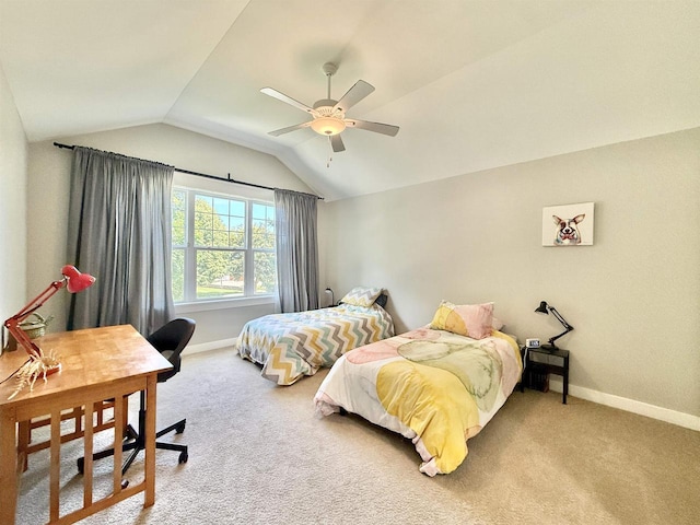 2324 Boulder Ln, Beloit, WI 53511 - bedroom with vaulted ceiling, carpet flooring, and a ceiling fan