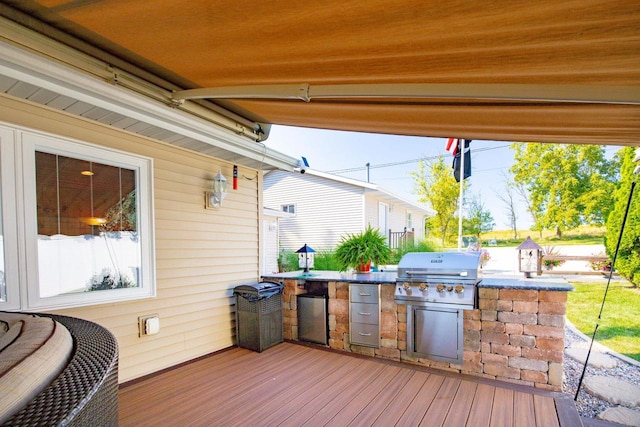 442 E Richardson Springs Rd, Edgerton, WI 53534 - wooden deck featuring exterior kitchen