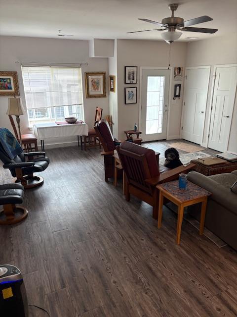 1965 N Windsor Ave, Cottage Grove, WI 53527 - living area with wood finished floors and ceiling fan