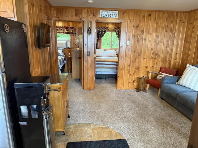 W6020 Northern Lights Cir Unit 7, Tomahawk, WI 54487 - carpeted living room with wooden walls