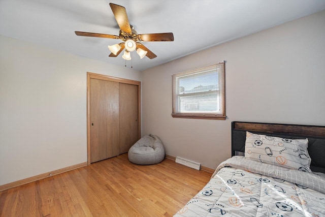 4683 N 80th St, Milwaukee, WI 53218 - bedroom with a closet, light wood-type flooring, and ceiling fan