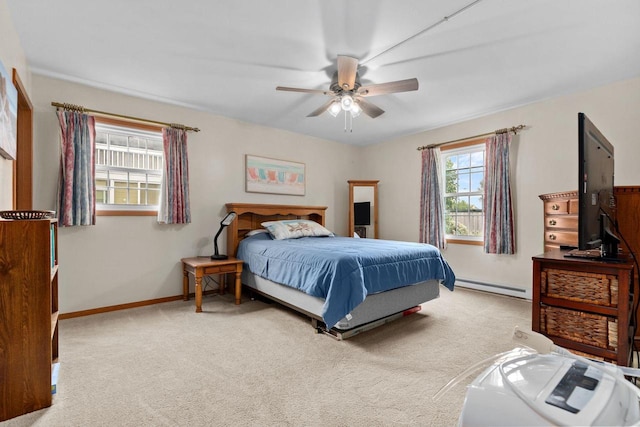 2360 Wisconsin St, Oshkosh, WI 54901 - carpeted bedroom featuring baseboard heating and ceiling fan