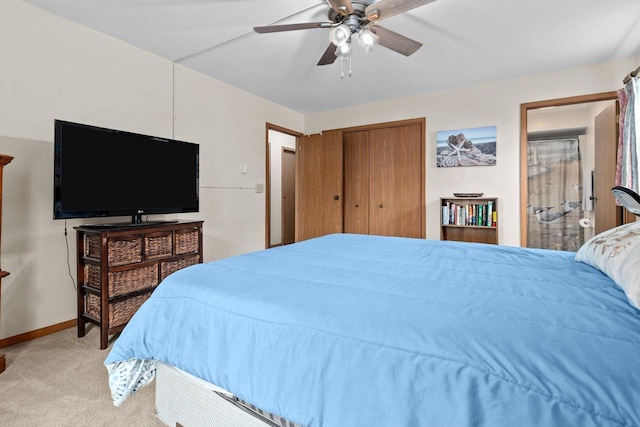 2360 Wisconsin St, Oshkosh, WI 54901 - bedroom featuring carpet flooring, ceiling fan, and a closet