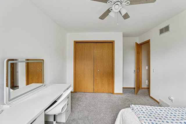 5538 Galway Dr, Waunakee, WI 53597 - bedroom featuring carpet, a closet, and ceiling fan