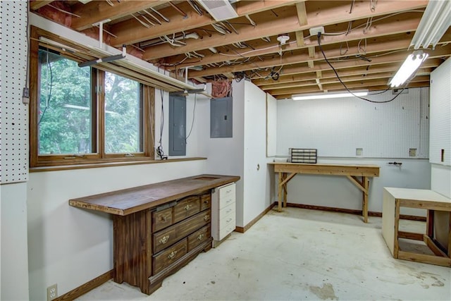 1634 Nicholas Dr, Eau Claire, WI 54703 - basement featuring electric panel and a workshop area