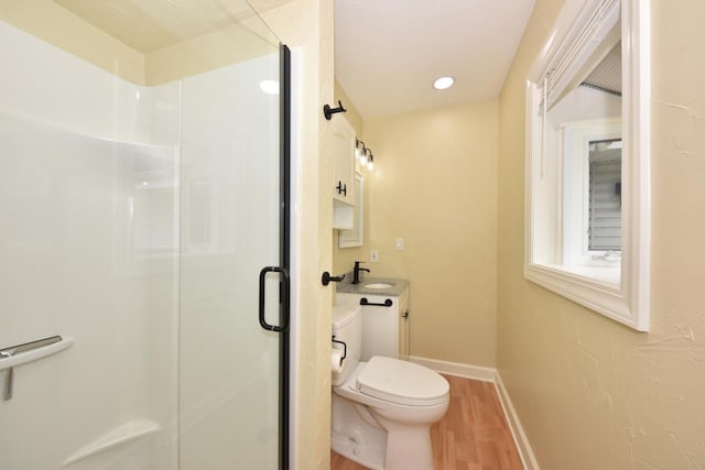 1232 Lambeth Rd, Waukesha, WI 53189 - bathroom featuring wood finished floors, a shower stall, and vanity