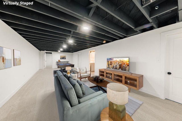 15300 Clifford Ct, Brookfield, WI 53005 - carpeted living area featuring baseboards and pool table