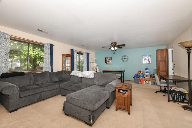 5640 Cambridge Ln Unit 5, Mount Pleasant, WI 53406 - living area with light colored carpet and a ceiling fan