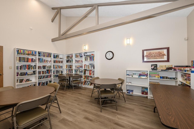 5640 Cambridge Ln Unit 5, Mount Pleasant, WI 53406 - dining space with wood finished floors and high vaulted ceiling