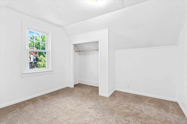 117 6th St, Nekoosa, WI 54457 - unfurnished bedroom with lofted ceiling, carpet flooring, and a closet