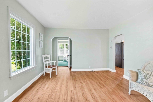 117 6th St, Nekoosa, WI 54457 - sitting room featuring arched walkways and light wood-style flooring