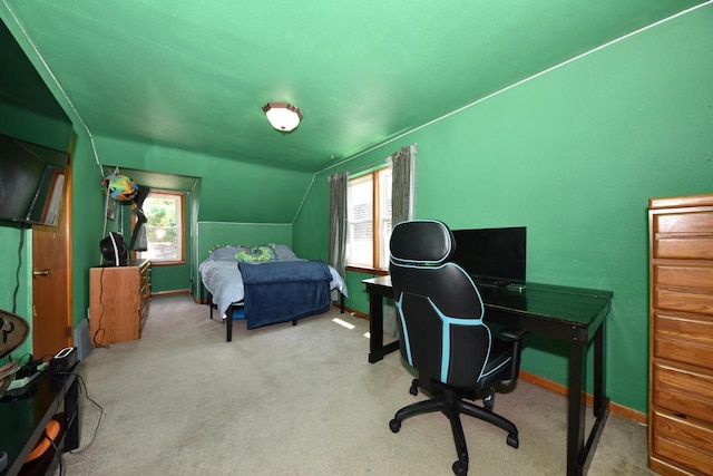 819 S 90th St, West Allis, WI 53214 - carpeted bedroom with vaulted ceiling and an office area