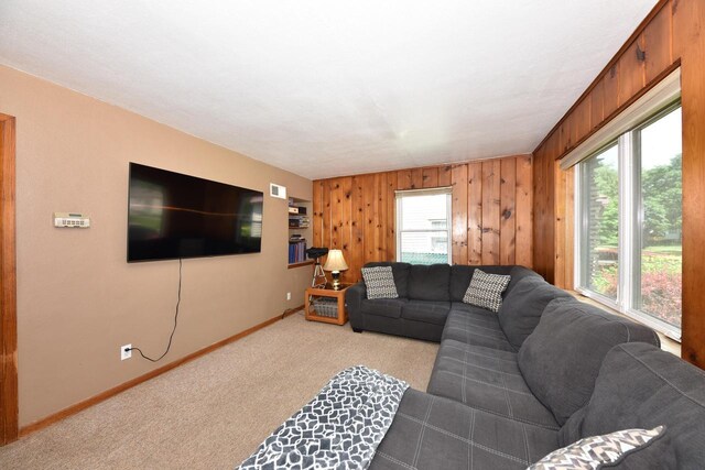 819 S 90th St, West Allis, WI 53214 - living room with carpet flooring and wood walls