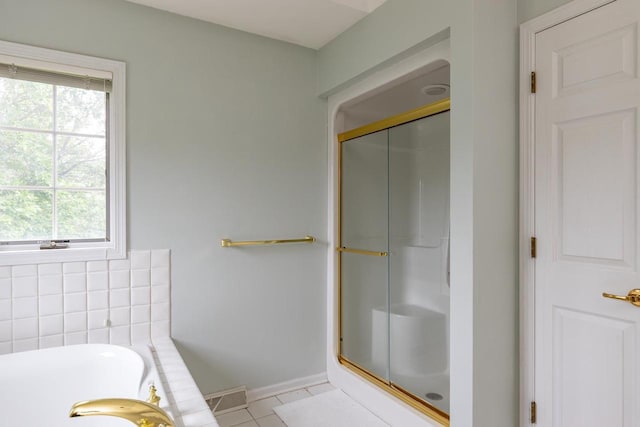 4431 Bellhaven Ln, Oshkosh, WI 54904 - full bathroom featuring a shower stall, tile patterned floors, and a garden tub