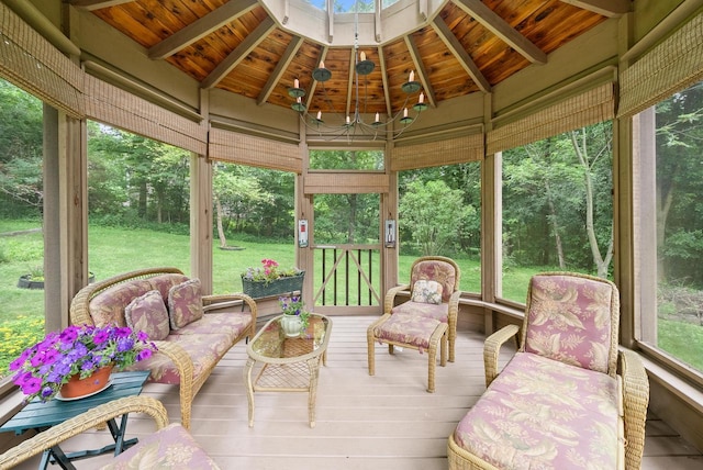 2831 N Wildwood Dr, Lake Geneva, WI 53147 - sunroom / solarium featuring beam ceiling